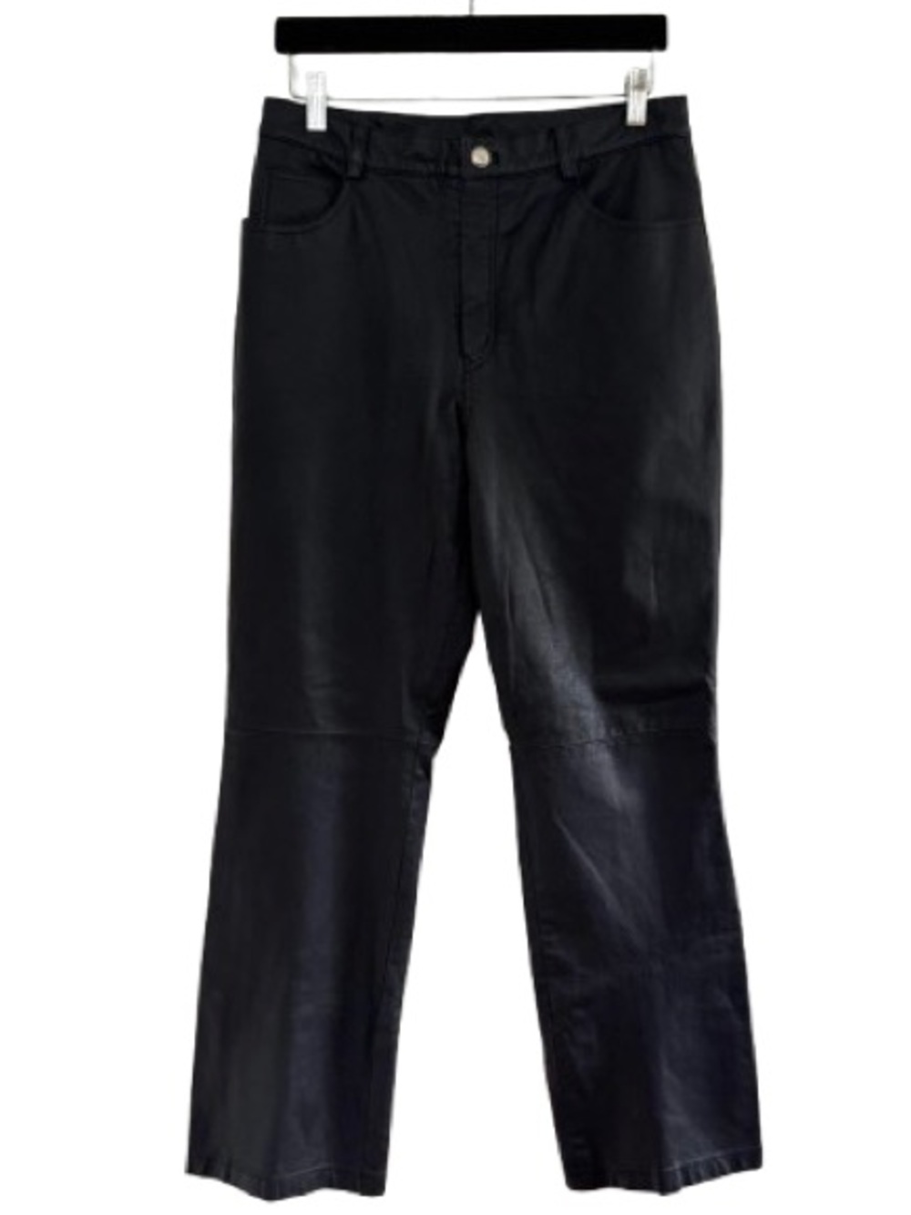 Vintage Newport News Easy Style Lined Leather Pants Black Straight Leg Moto